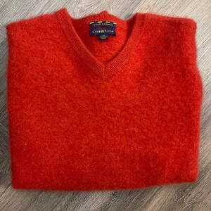Club Room Estate Cashmere V Neck Sweater Womens Medium/Large Rust Orange Classy